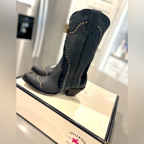 IDYLLWIND By Miranda Lambert NEW Black Leather, Women Western Boots With Golden - Picture 9 of 11